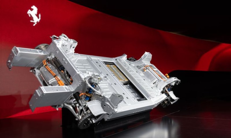 The Ferrari Elettrica has electric motors on each wheel.