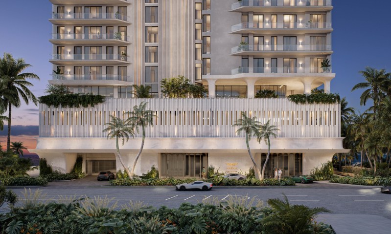 Direct front view of the Aston Martin Residences Daytona Beach Shores.