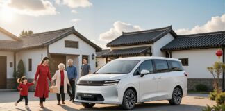 Front three-quarter view of the 2026 Wuling Starlight 730 EV for China.