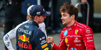 F1 GP Azerbaigian 2025, Baku: Charles Leclerc (Ferrari) e Max Verstappen (Red Bull) - Foto: Getty Images