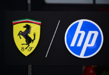 Il logo Ferrari e quello HP