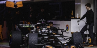 La McLaren di Lando Norris nello shakedown del Montmeló