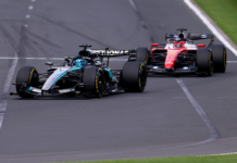 Russell (Mercedes) e Leclerc (Ferrari)