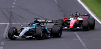 Russell (Mercedes) e Leclerc (Ferrari)