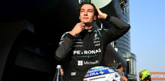 George Russell dopo la pole nelle Qualifiche Sprint in Cina