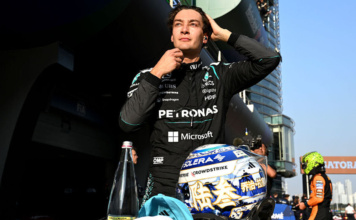 George Russell dopo la pole nelle Qualifiche Sprint in Cina