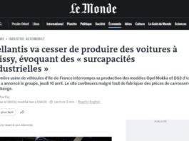 Su prime pagine Francia 'il declino dell'auto francese' con chiusura Stellantis Poissy
