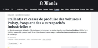 Su prime pagine Francia 'il declino dell'auto francese' con chiusura Stellantis Poissy