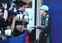 F1 GP Austria 2026, Spielberg: Toto Wolff e George Russell (Mercedes AMG F1) - Foto: Getty Images